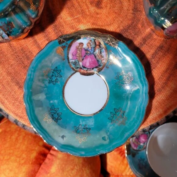 Vintage Japan Empress Bone China Teal Porcelain Tea Set - Picture 4 of 8